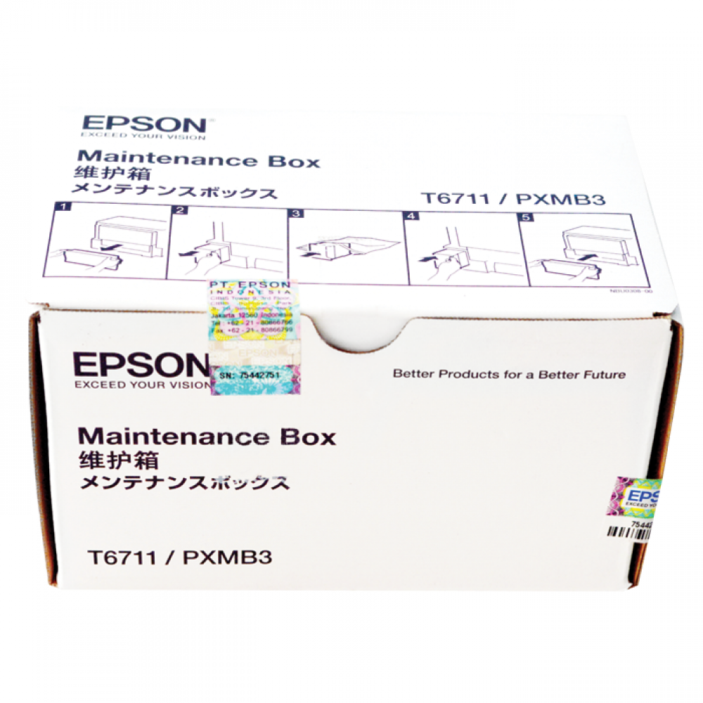 Maintenance Box ORIGINAL Epson T6711 PXMB3 E-6711 Reset Waste Tank Busa Box Pembuangan, Printer L1455 WorkForce WF-7610 WF-7611 WF-7620 WF-3011 WF-7111 WF-7511 WF-7711 WF-7110 Kotak Pemeliharaan