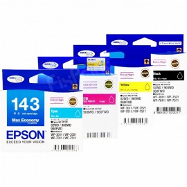 Cartridge Printer Epson 143 T143 T 143 Cyan, Tinta Printer Epson Work Force WF7511 WF7521 WF3011 WF3521 WF7011 ME900WD 940FWD 960FWD Original