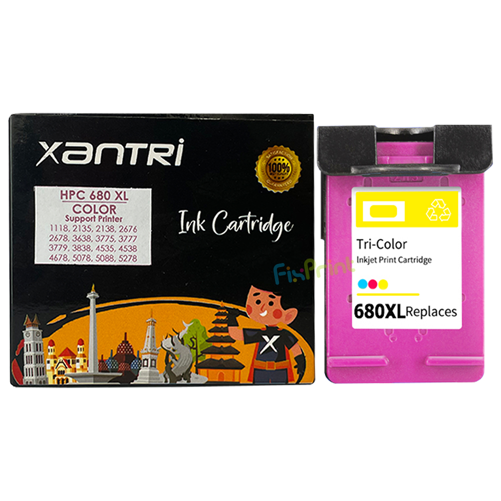 Cartridge Xantri HPC 680XL Color Chip, Tinta Printer HPC Deskjet 1115 1118 2135 2138 2675 2676 2677 2678 3635 3636 3638 3775 3776 3777 3778 3779 3835 3838 4535 4536 4538 4675 4678 5075 5078 5085 5088 5275 5278 AllinOne