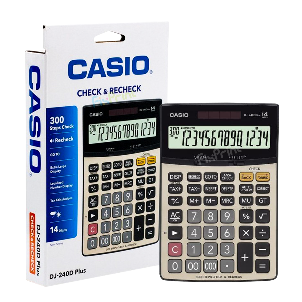 Kalkulator Casio DJ-240D Plus 14 Digit, Check and Correct Calculator Desktop DJ 240D 14 Digits Original