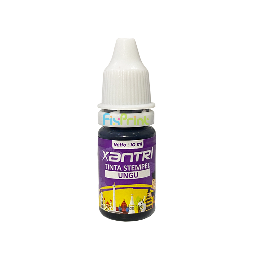 Tinta Stempel Xantri Ungu 10ml (Non Waterproof), Refill Stamp Purple 10ml