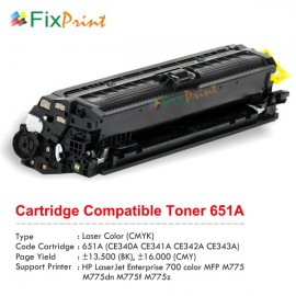 Cartridge Toner Compatible HPC CE340A CE270A 651A Black, Printer HPC LaserJet Enterprise 700 color MFP M775 M775dn M775f M775z CP5520 CP5525 CP5525dn CP5525n CP5525xh MFP M750 M750dn M750n M750xh