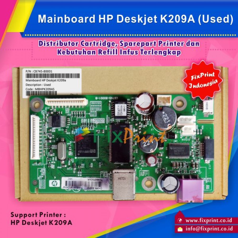 Board HP Deskjet K209A K209a Used, Mainboard HP K209a Used, Motherboard K209A